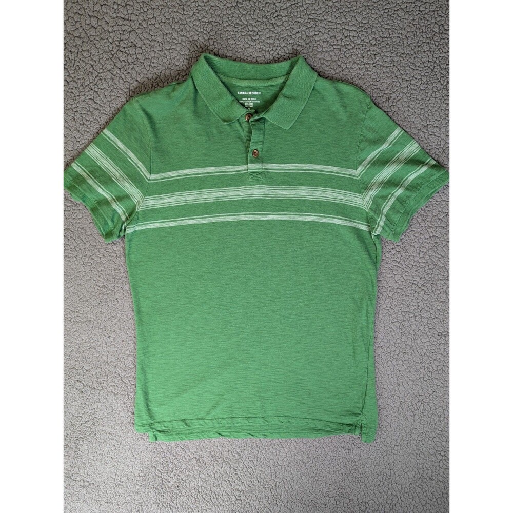 Banana Republic Men's Cotton Polo Green Size Medium Short Sleeve Y2K Preppy